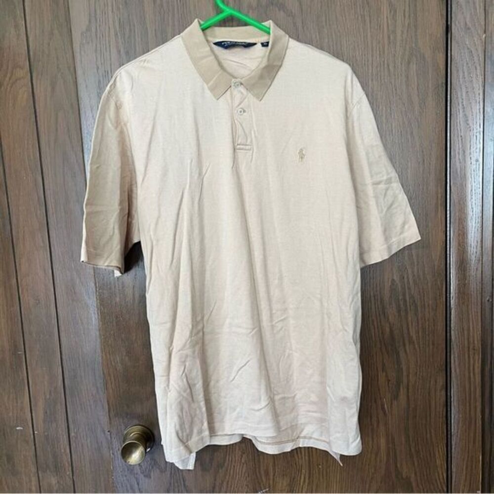 Ralph Lauren Polo Golf Shirt Tan Short Sleeve Polo Golf Embroidered
